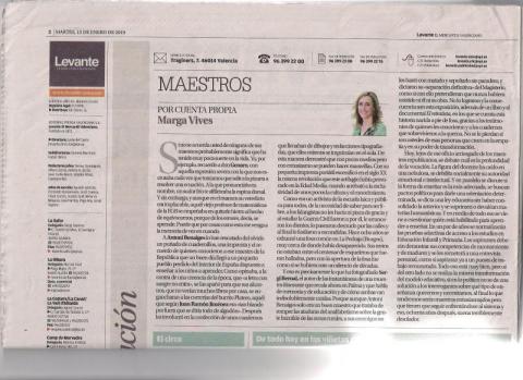 Article de journal sur A Benaiges 15 janvier 2019